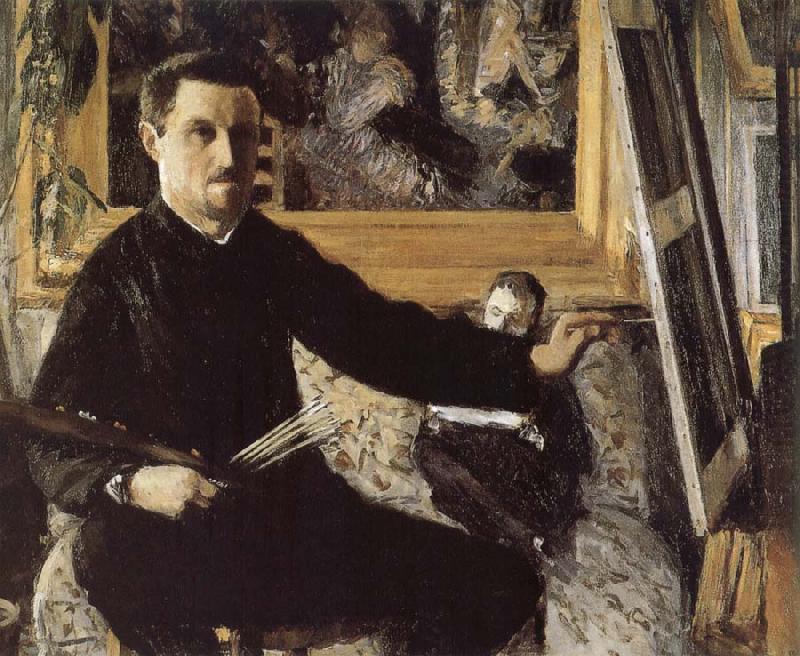 Gustave Caillebotte The self-portrait in front of easel china oil painting image